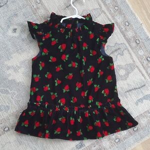 Janie and Jack Girls Navy Velvet Rose Floral Top Shirt Sz6
